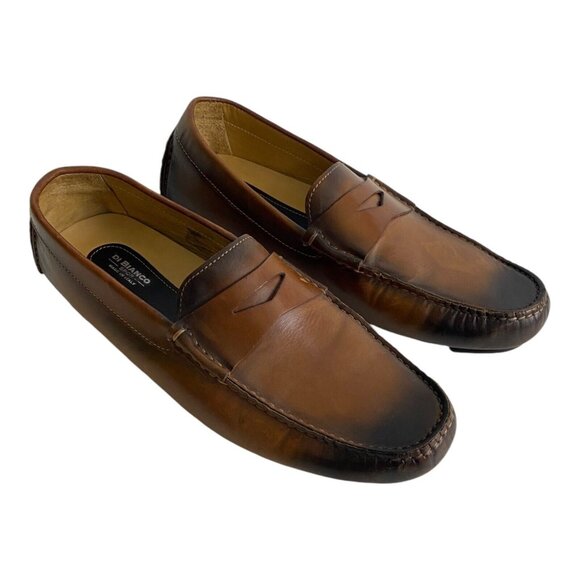 Scarpe Di Bianco SPQR Burnished Calf Driving Loafer Moc Brown Shoes US 9.5 Italy - Picture 2 of 13